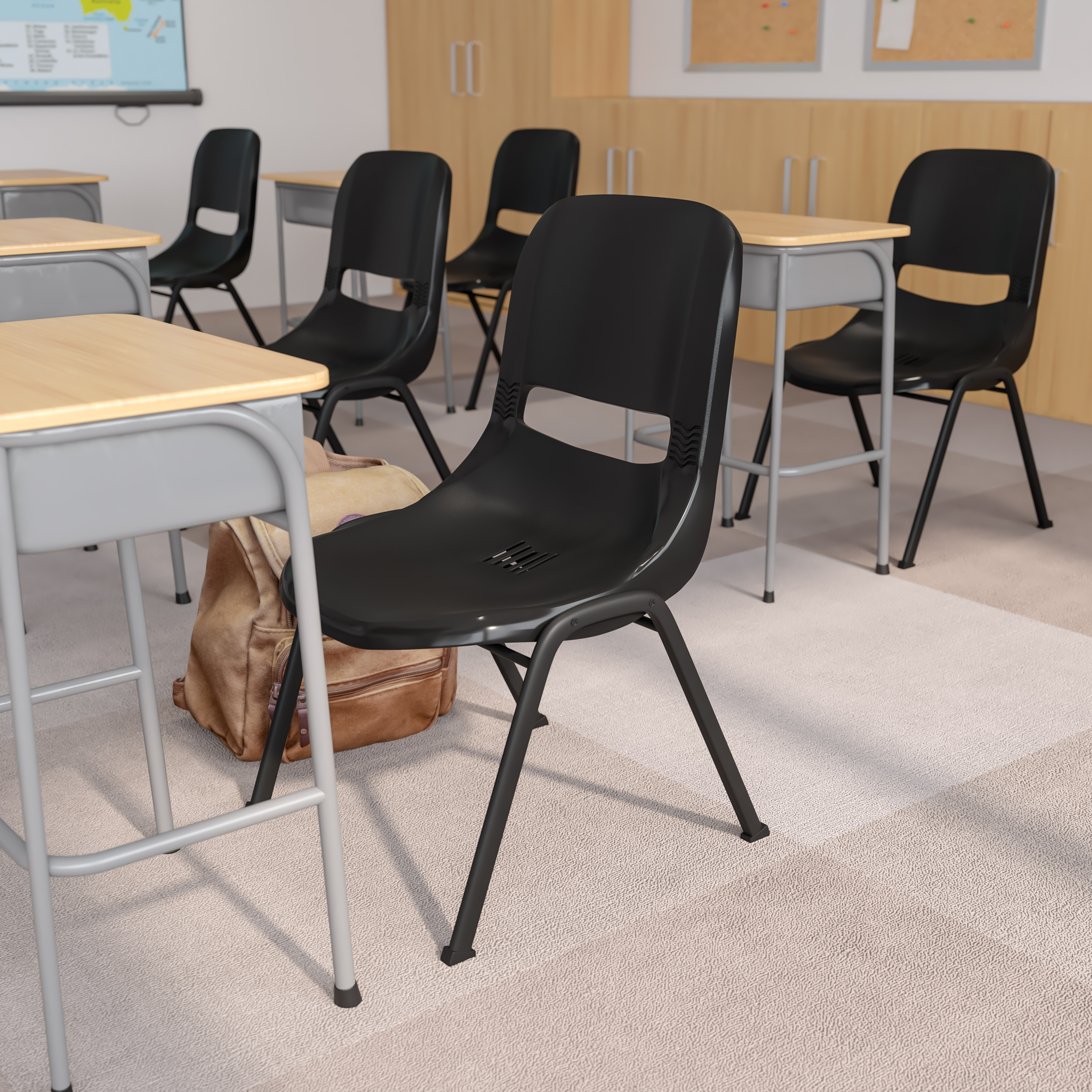 Orange Ergonomic Shell Student Stack Chair - Classroom Chair/Office Guest Chair - Picture 2 of 82