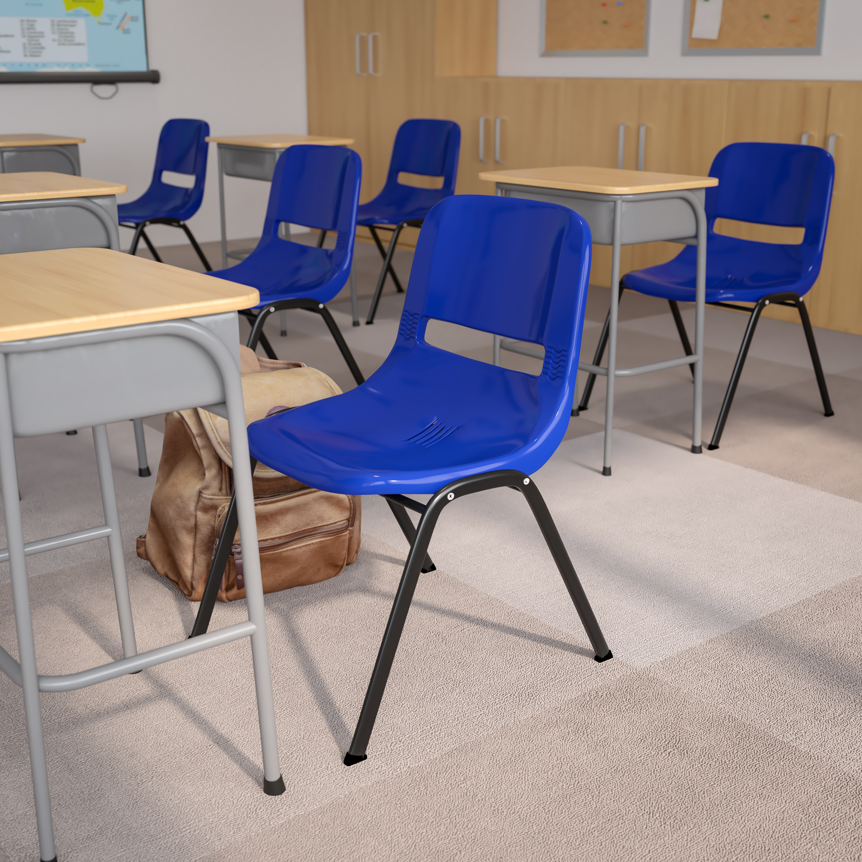 Orange Ergonomic Shell Student Stack Chair - Classroom Chair/Office Guest Chair - Picture 24 of 82