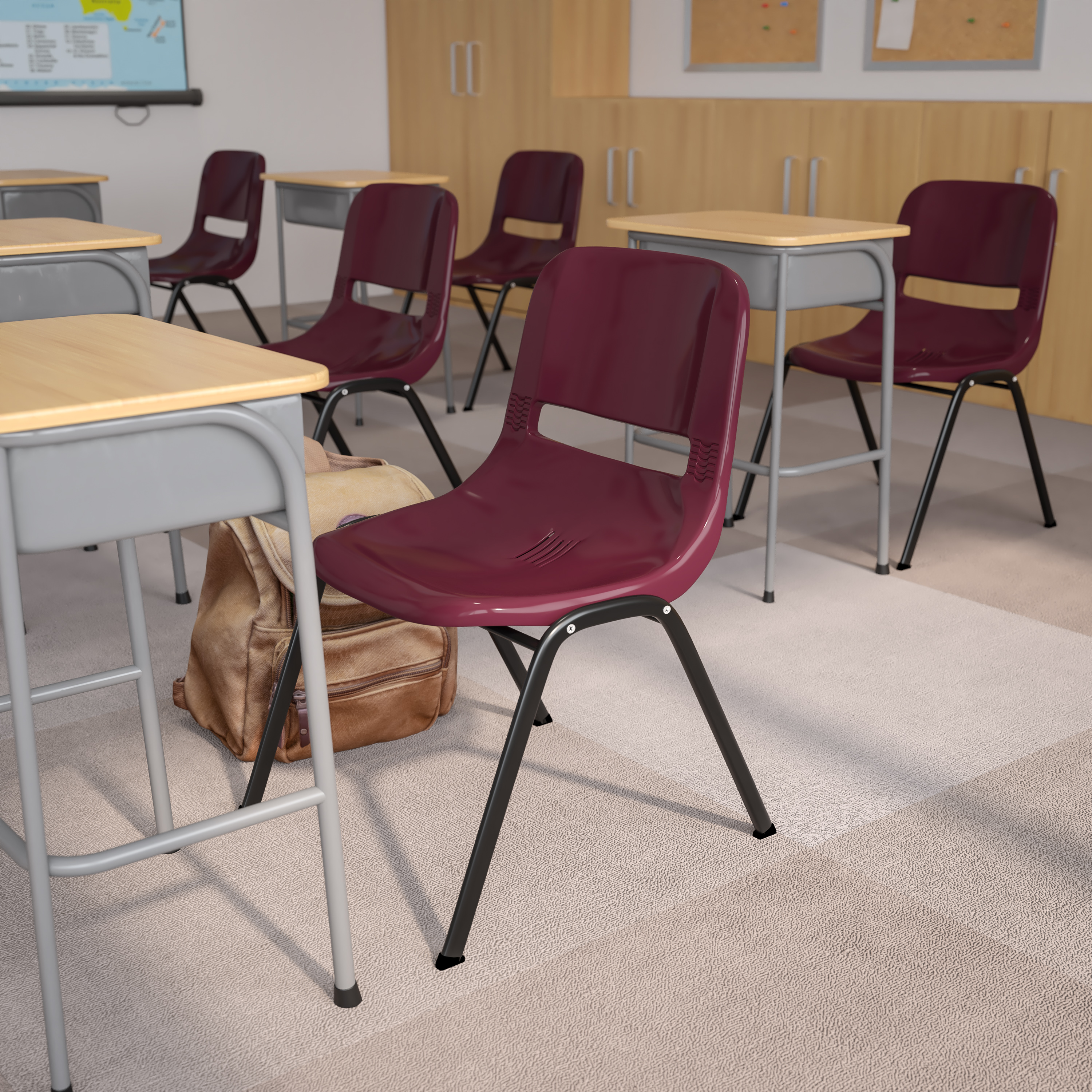 Orange Ergonomic Shell Student Stack Chair - Classroom Chair/Office Guest Chair - Picture 13 of 82