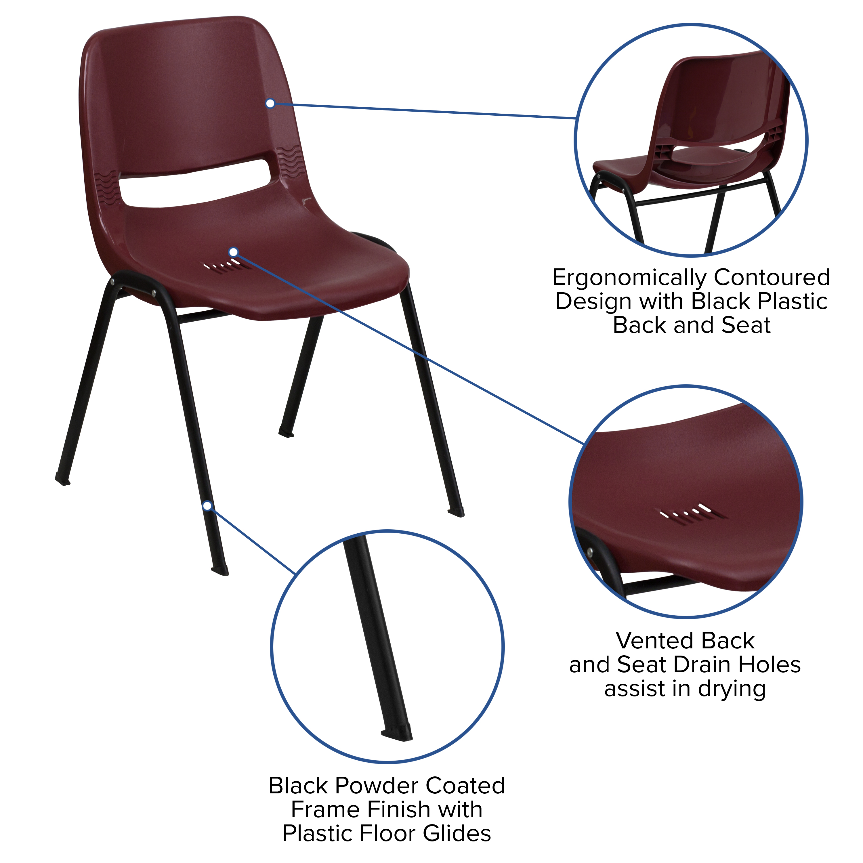 Orange Ergonomic Shell Student Stack Chair - Classroom Chair/Office Guest Chair - Picture 17 of 82
