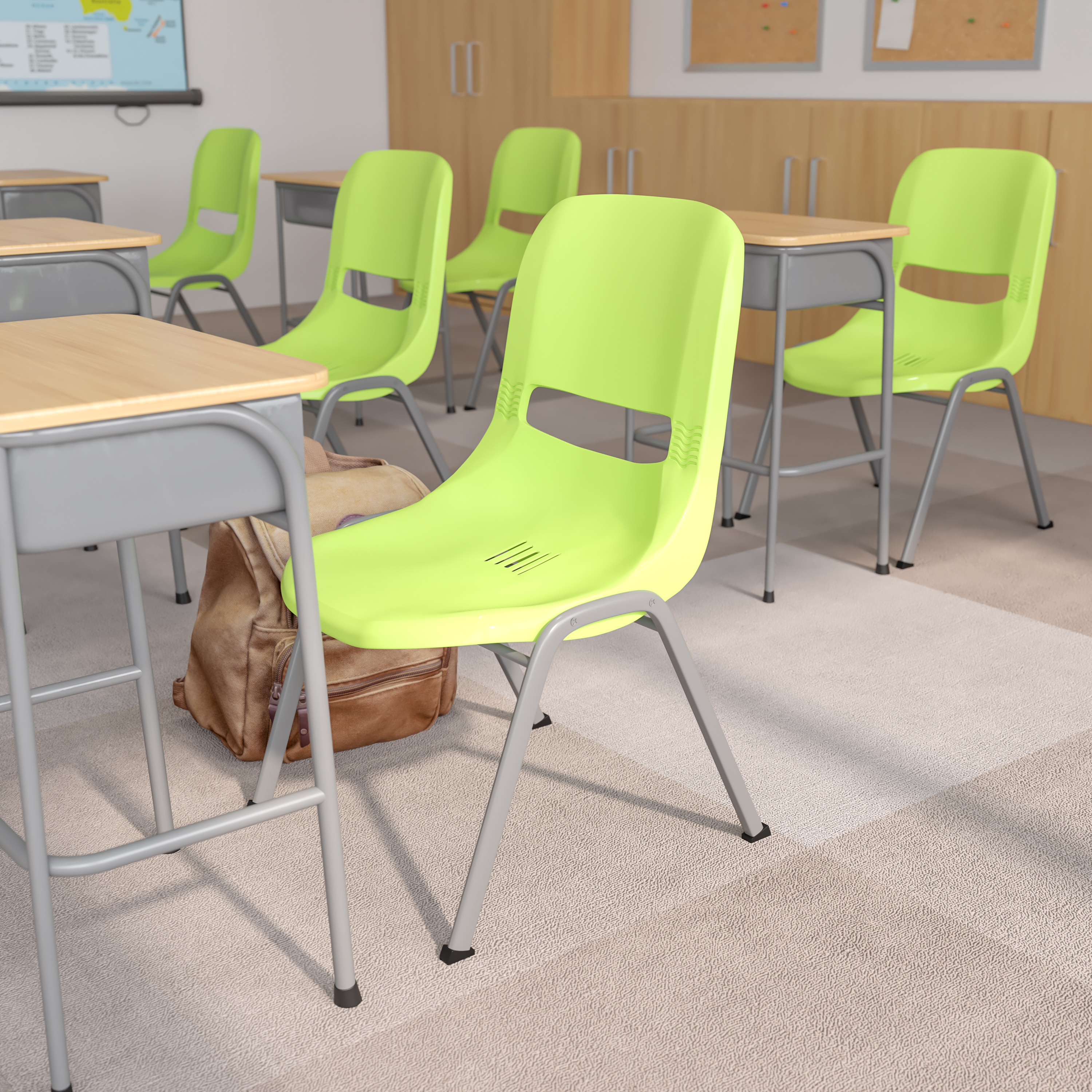 Orange Ergonomic Shell Student Stack Chair - Classroom Chair/Office Guest Chair - Picture 59 of 82