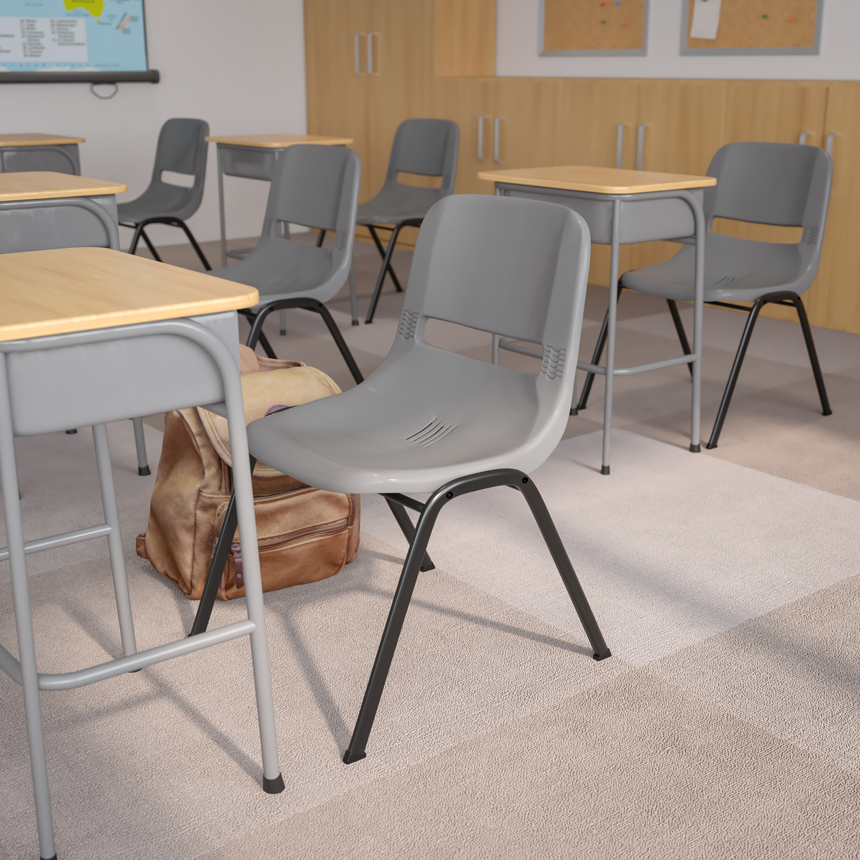 Orange Ergonomic Shell Student Stack Chair - Classroom Chair/Office Guest Chair - Picture 36 of 82