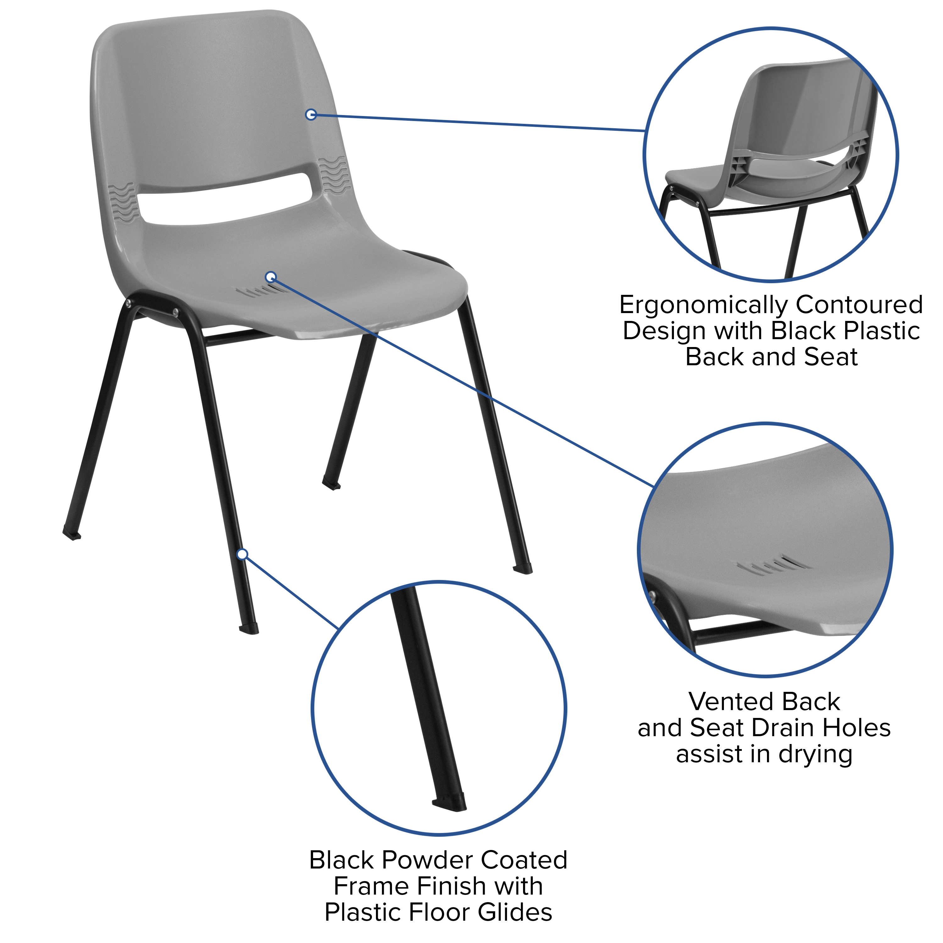 Orange Ergonomic Shell Student Stack Chair - Classroom Chair/Office Guest Chair - Picture 40 of 82