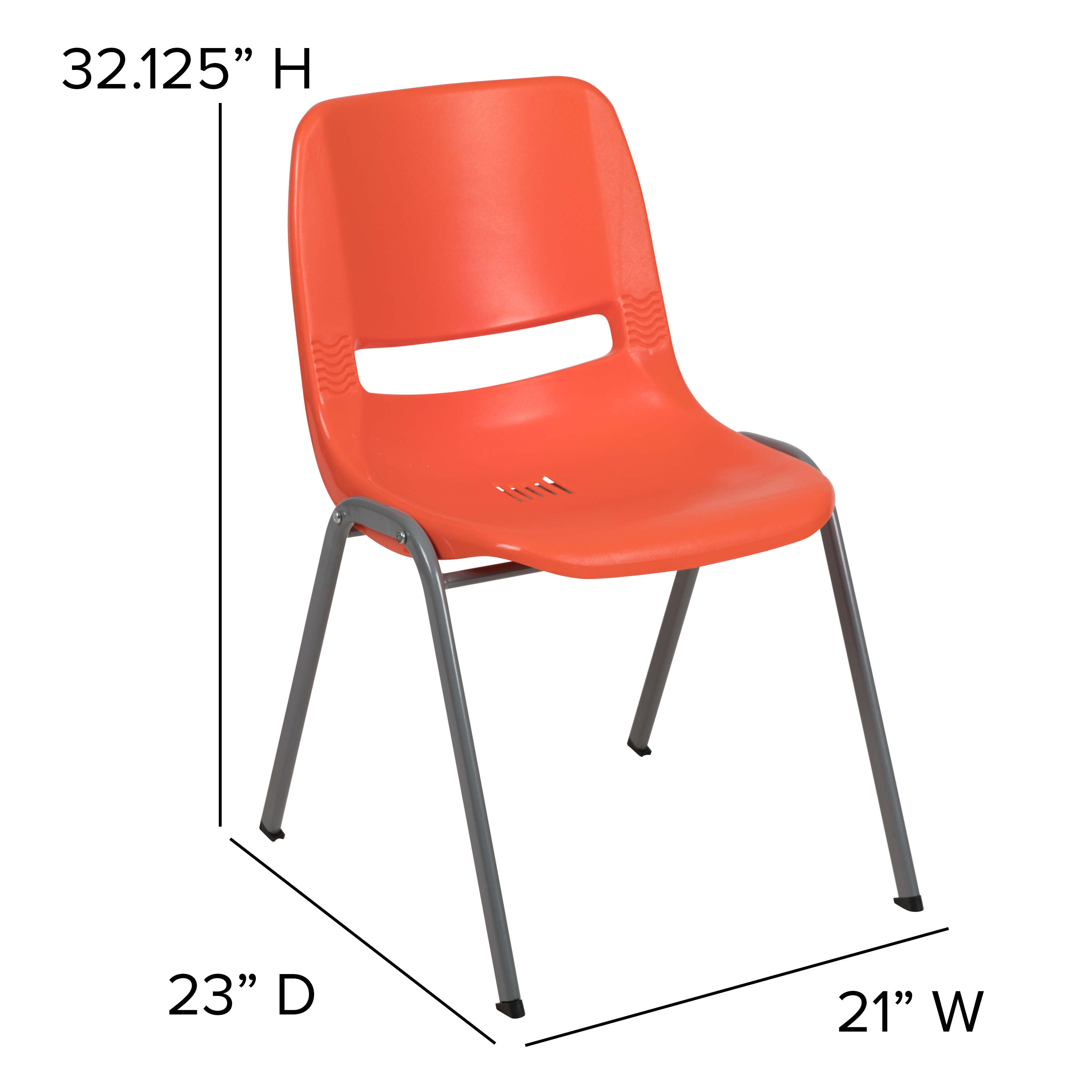 Orange Ergonomic Shell Student Stack Chair - Classroom Chair/Office Guest Chair - Picture 76 of 82