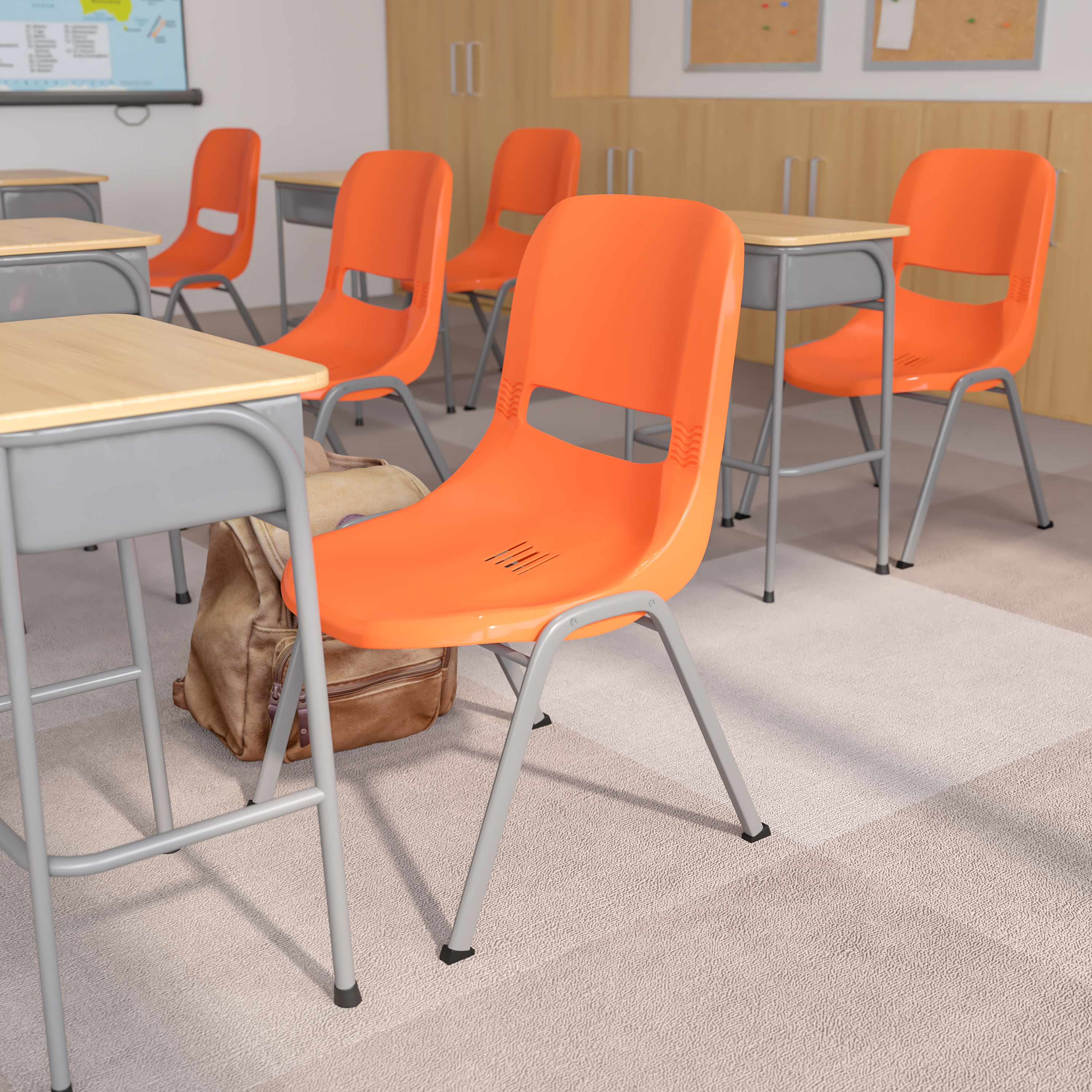 Orange Ergonomic Shell Student Stack Chair - Classroom Chair/Office Guest Chair - Picture 71 of 82