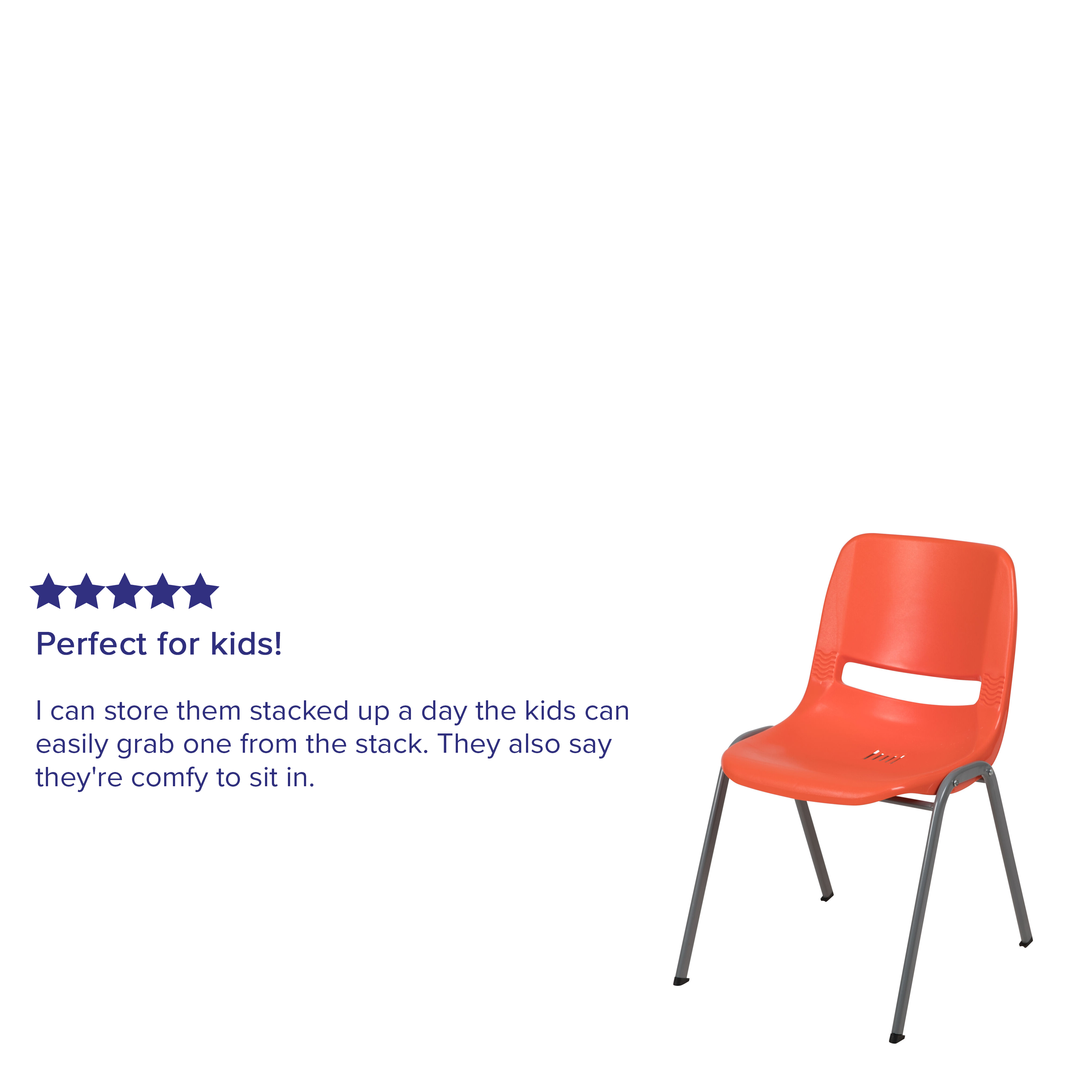 Orange Ergonomic Shell Student Stack Chair - Classroom Chair/Office Guest Chair - Picture 74 of 82