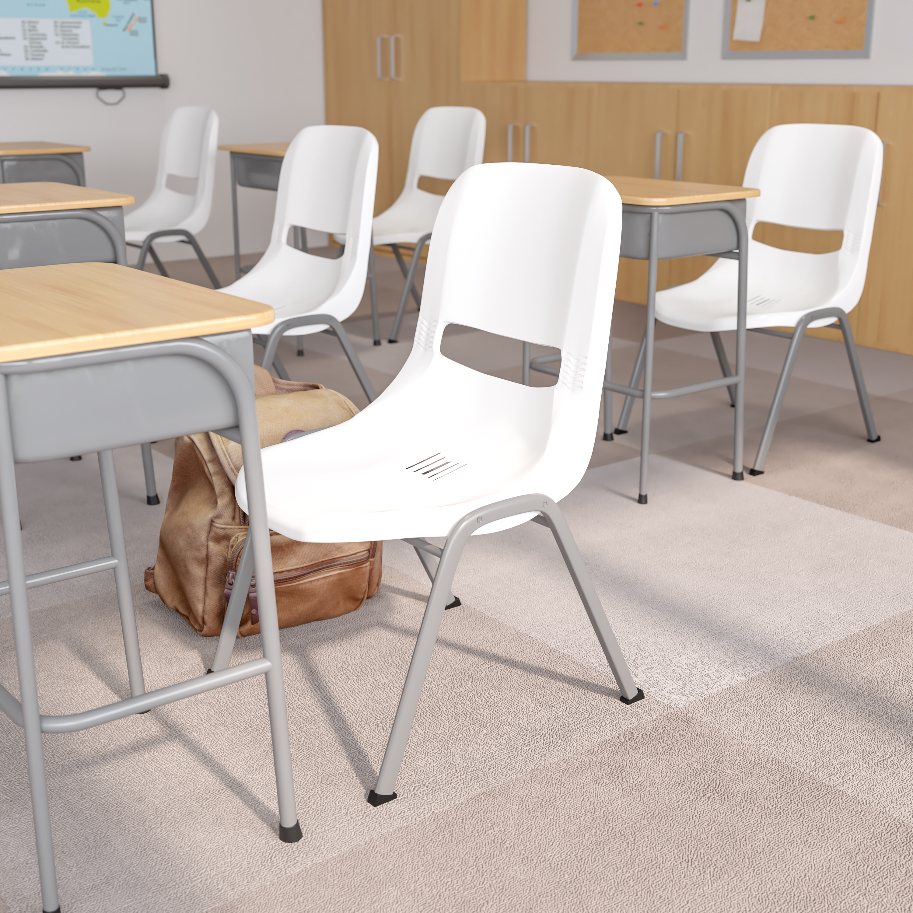 Orange Ergonomic Shell Student Stack Chair - Classroom Chair/Office Guest Chair - Picture 47 of 82
